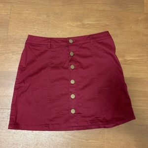 Red forever 21 button down skirt